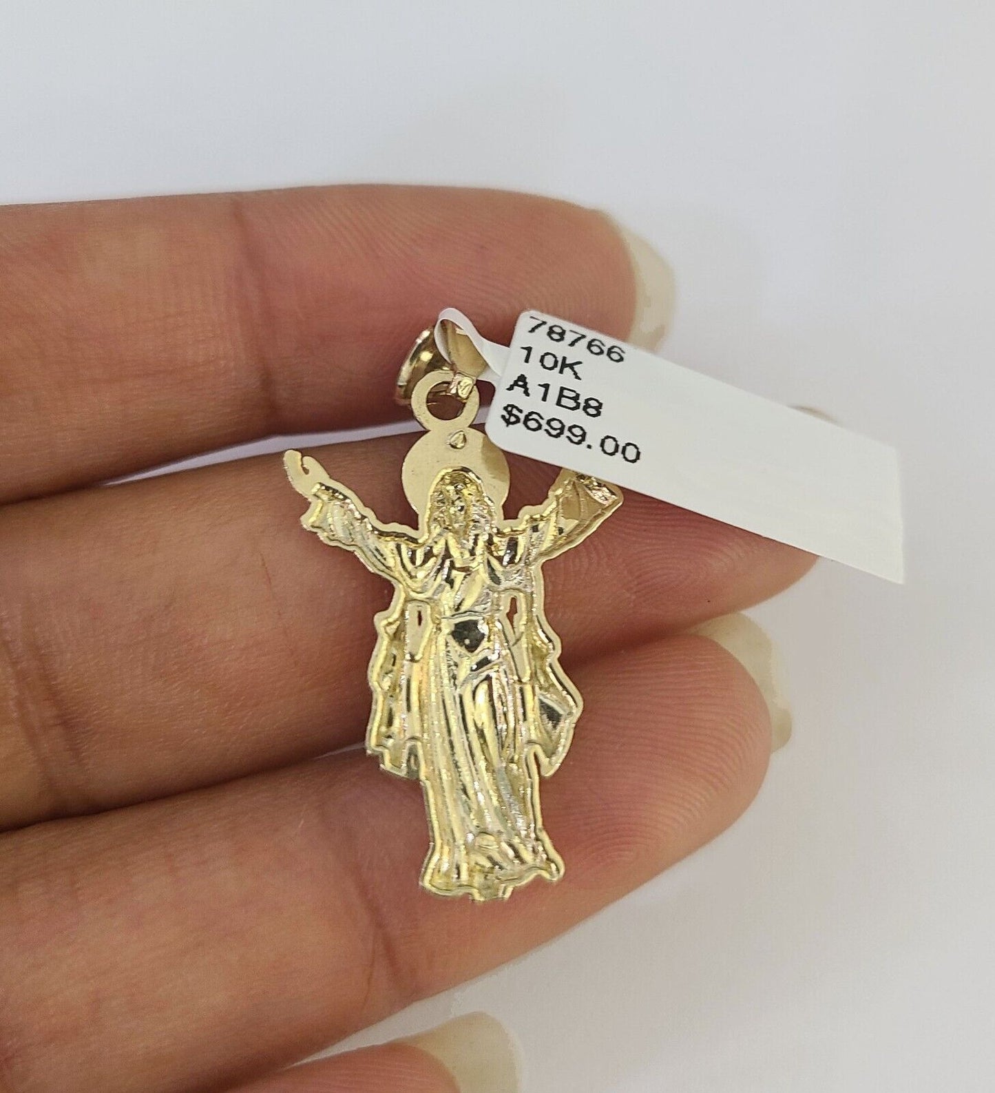 10k 2.5mm Rope Chain Jesus Pendant 18" - 30" Yellow Gold Set Charm Necklace - Reva Jeweler