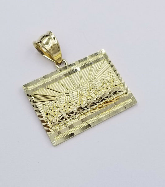 10k 2.5mm Rope Gold Last supper Charm Pendant Chain 18" 20" 22" 24" 26" 28" - Reva Jeweler