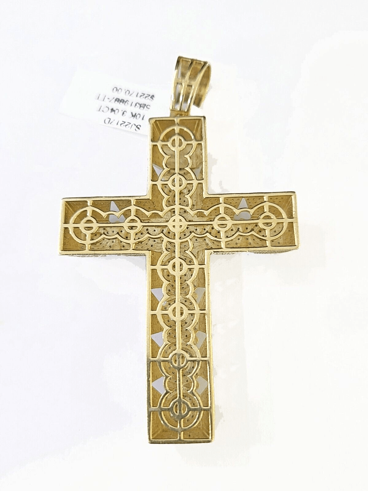 10k Circular Shaped Diamond Cross Charm Made With Yellow Gold And Diamonds - Reva Jeweler