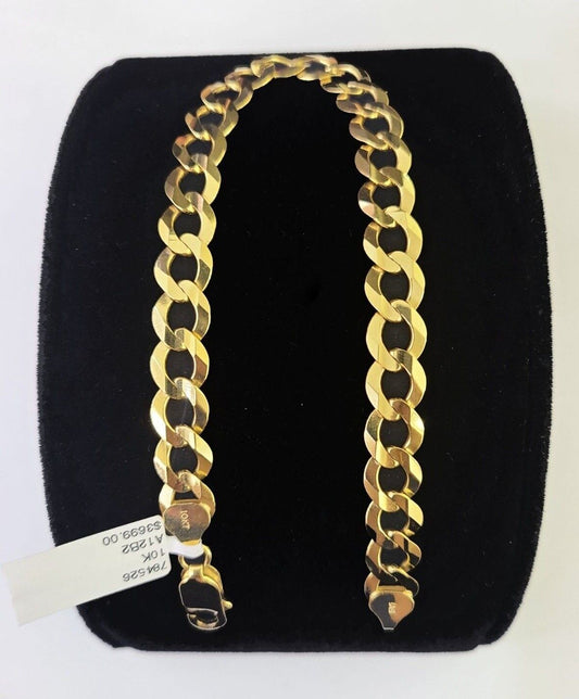 10k Cuban Curb link Bracelet 7" 7.5" 8" 8.5" 9" 8mm Solid Gold Lobster clasp - GoldenlinQ