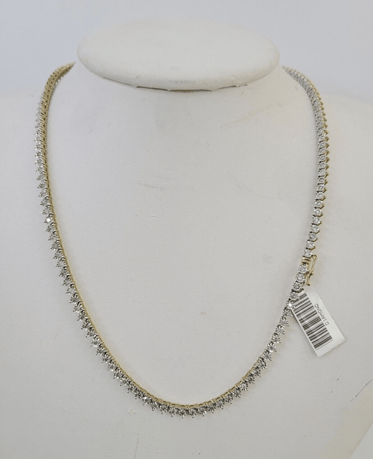 10k Diamond Chain Necklace Yellow Gold Men Women Diamond Cuts Real Genuine - GoldenlinQ