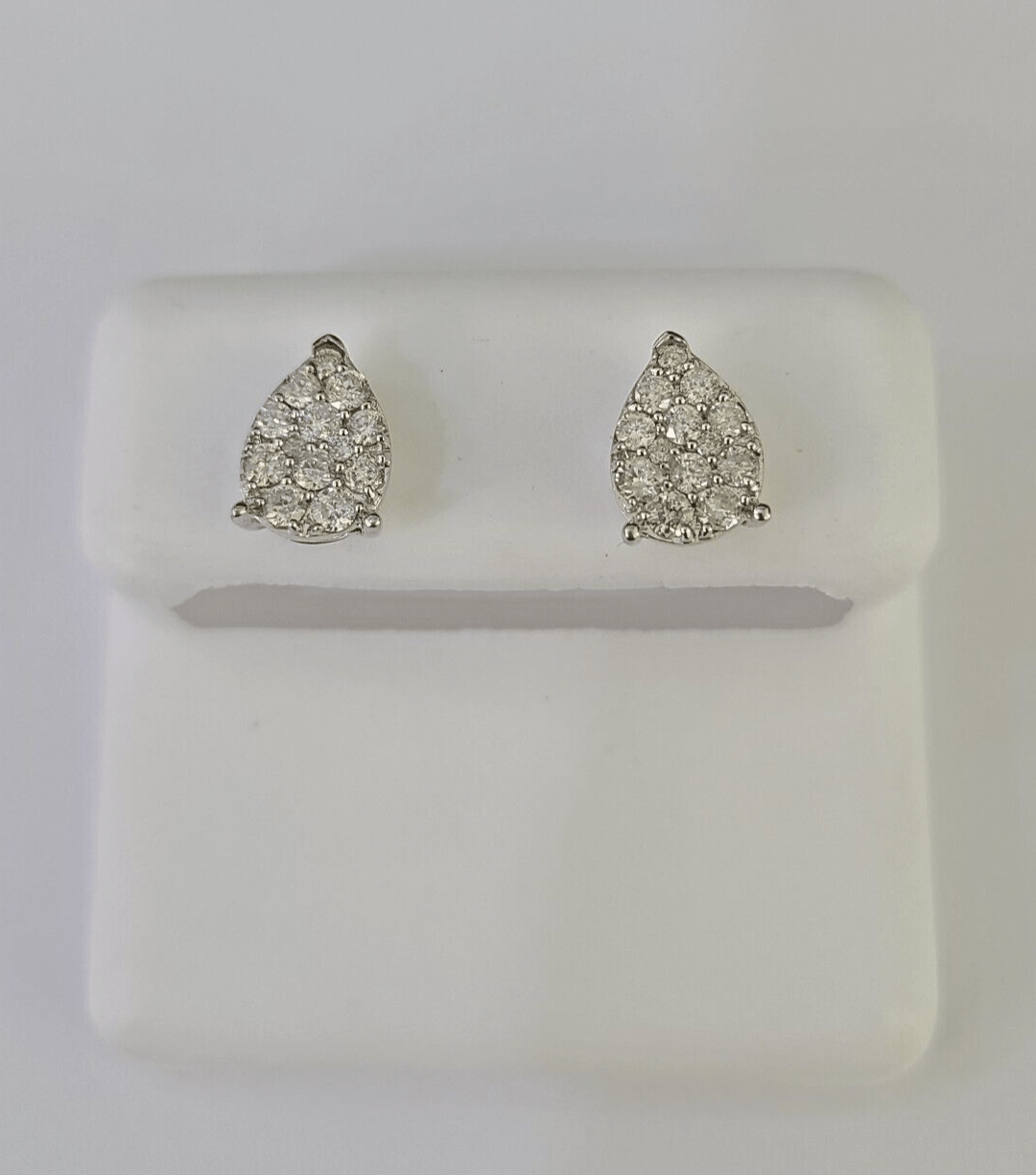 10k Diamond Earrings Yellow Gold Real Screw - Back Women Men Studs Pear Shaped - GoldenlinQ