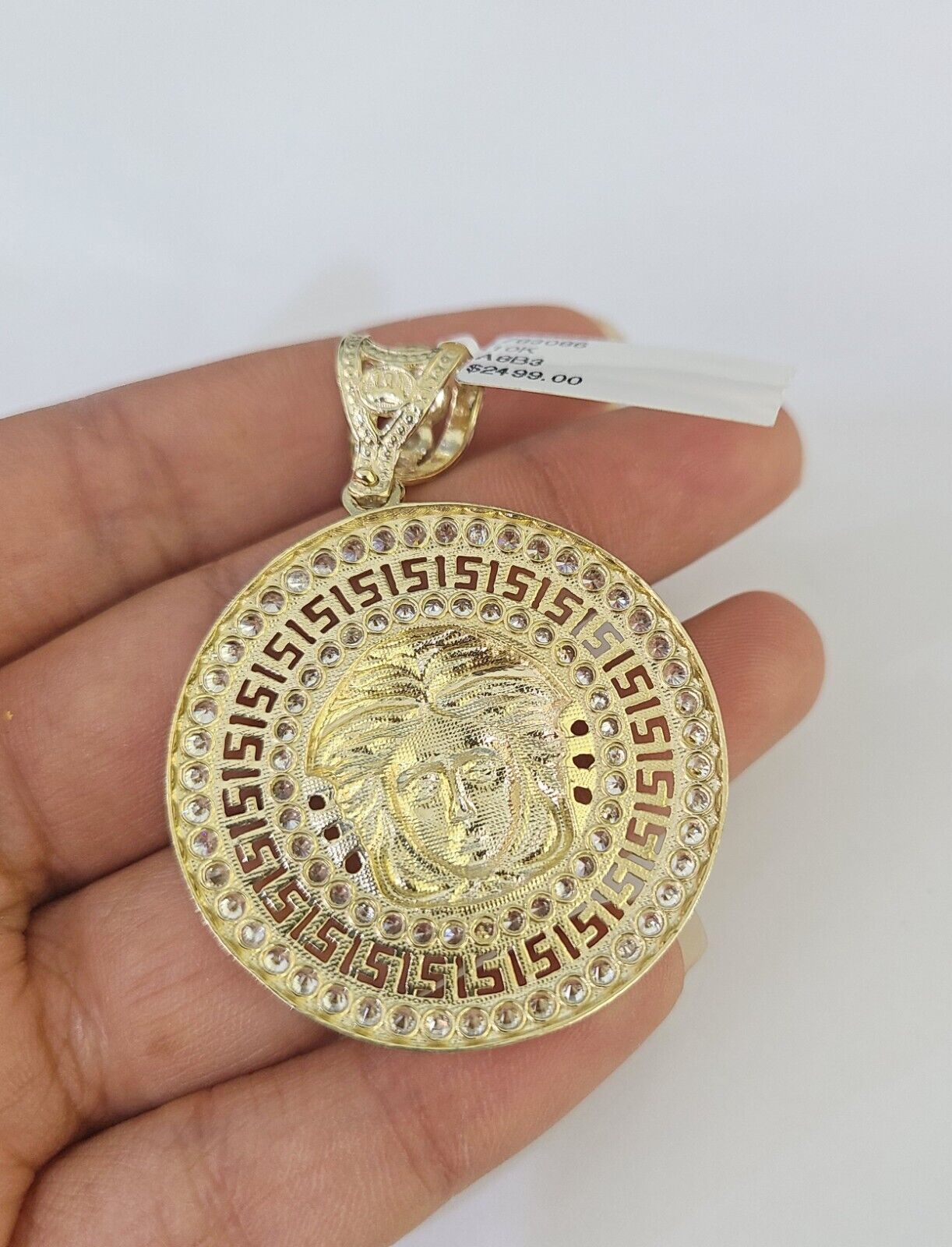 10K Franco Chain Medusa Head Pendant Charm Necklace 20" - 26" 2.5mm Yellow Gold - GoldenlinQ