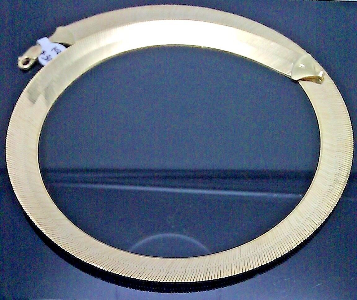 10K Genuine Gold Herringbone Necklace Chain 12 mm 22" inch Men Women Real - Reva Jeweler