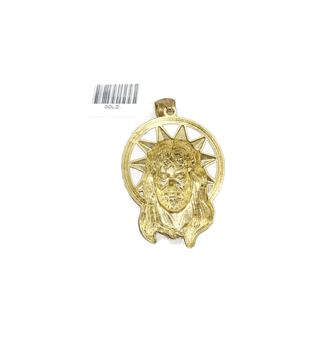 10k Gold Circular Jesus Star Head Charm Rope Chain Necklace 6mm 24'' Set Pendant - Reva Jeweler