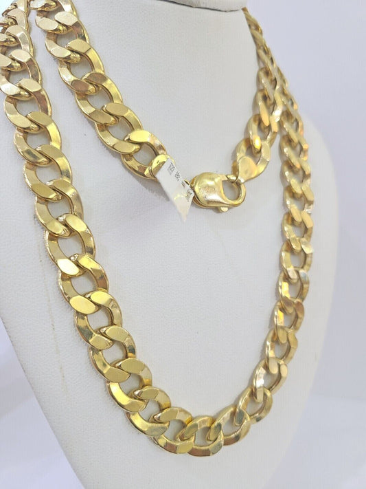 10k Gold Cuban Curb Link chain 10mm 26 Inch Real Yellow Gold Real Genuine - Reva Jeweler