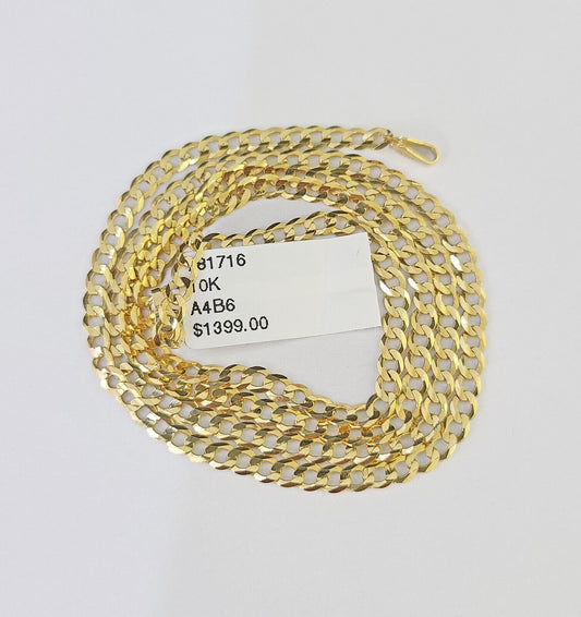 10k Gold Cuban Curb Link chain SOLID 3mm 20 Inch Real Yellow Gold Real Genuine - Reva Jeweler