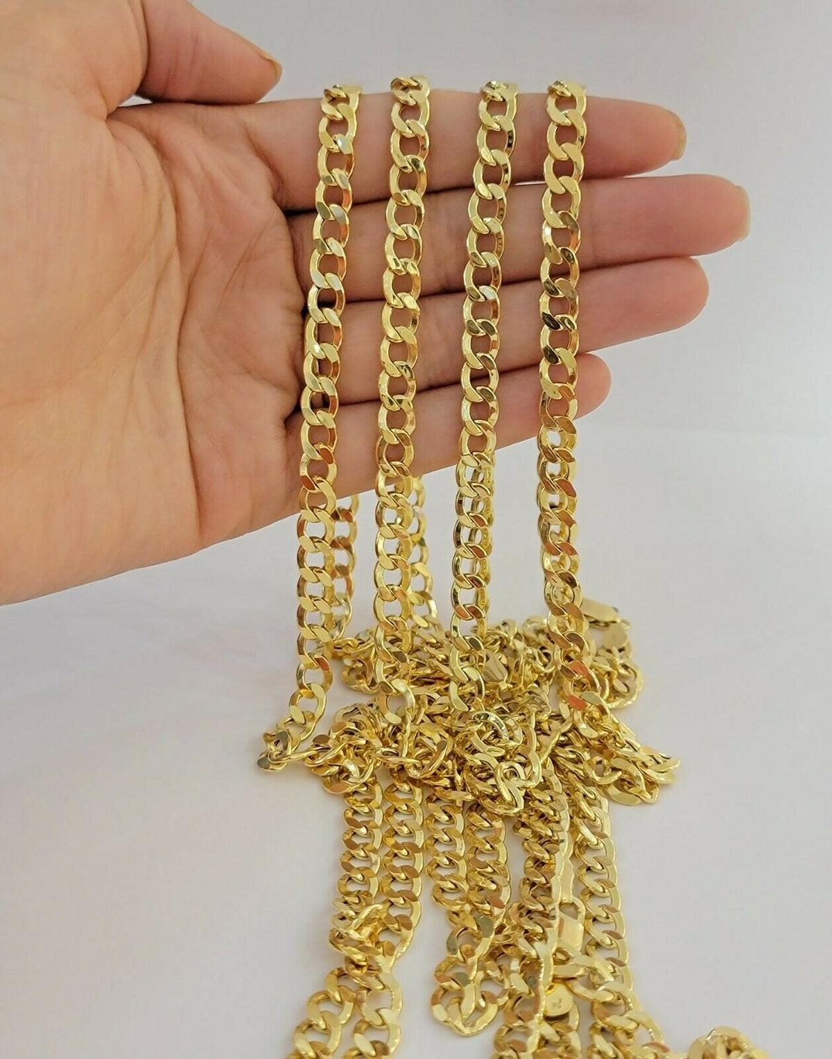 10k Gold Cuban Link Chain Necklace 6.5mm 20" 22" 24" 26" 28" REAL 10kt Yellow Gd - Reva Jeweler