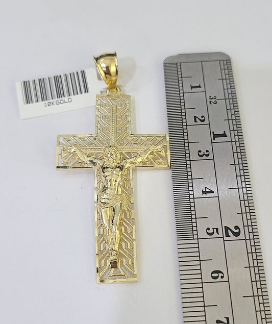 10K Gold Franco Chain Cross Charm Length 18 - 26 inches 3mm REAL Yellow - GoldenlinQ