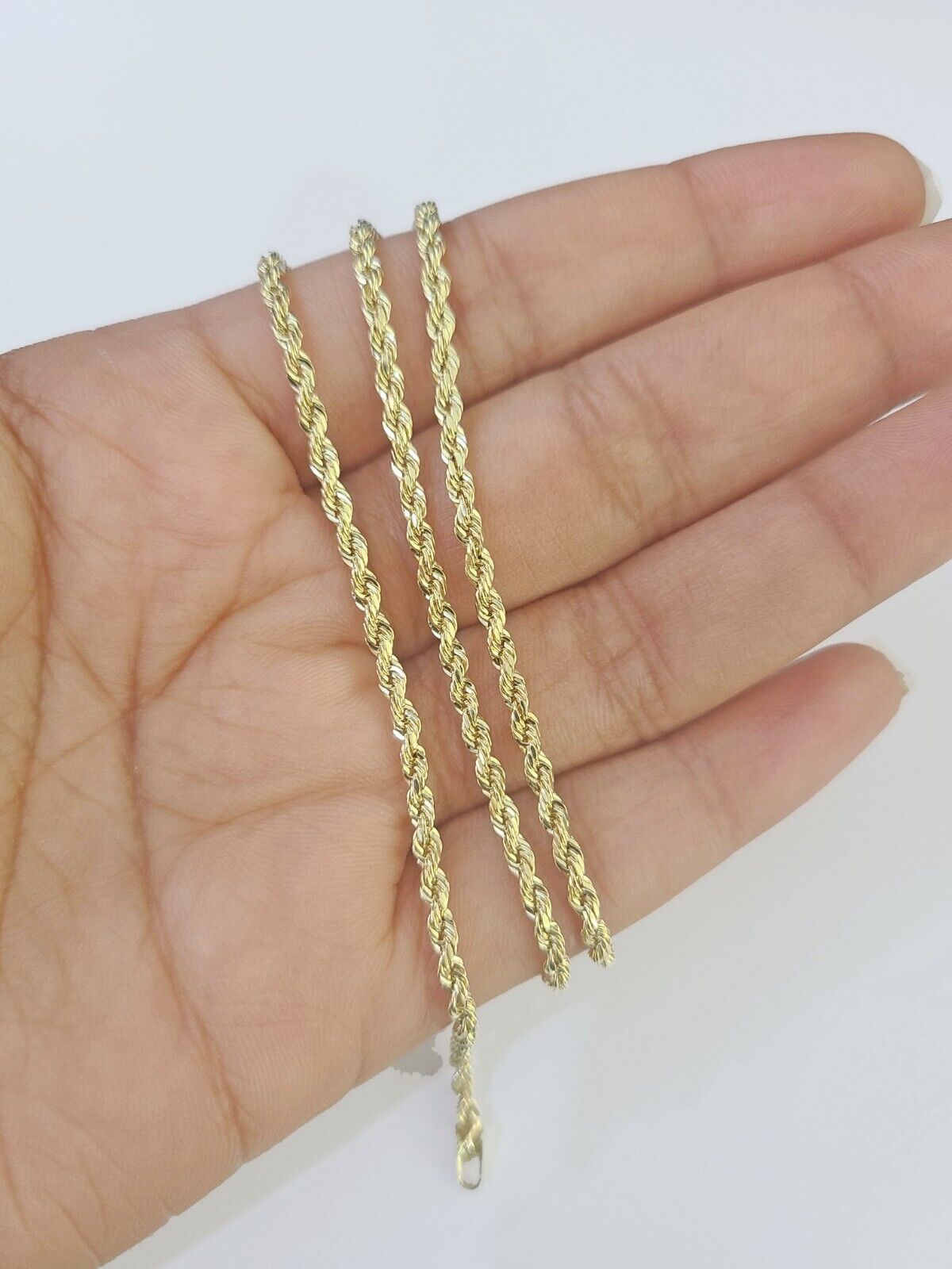 10k Gold Lion Head Diamond Charm and 2.5mm 18 Inches Rope Chain - Reva Jeweler