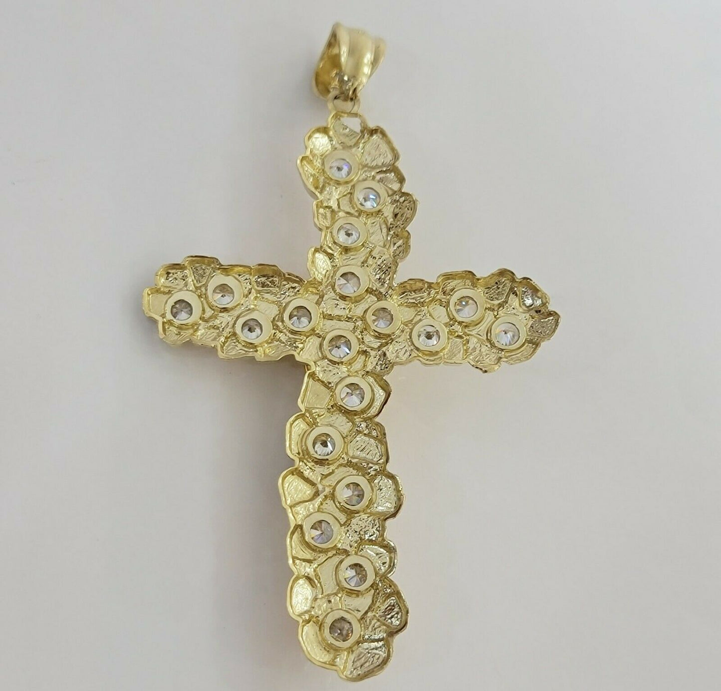 10k Gold Rope Chain & Cross Charm Pendant Mens 10kt Yellow Gold 8mm 26" Necklace - Reva Jeweler