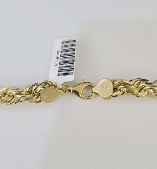10k Gold Rope Chain Necklace 26 Inch 8mm Diamond Cut REAL 10kt Yellow Gold - GoldenlinQ