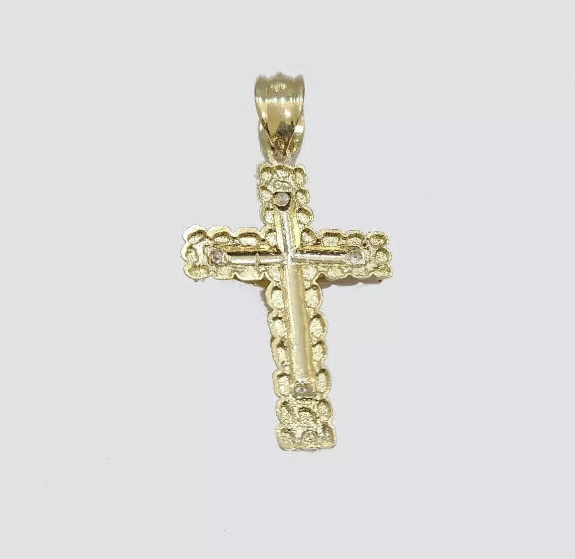 10k Gold Rope Necklace Jesus Cross Charm pendant SET 4mm chain 18" - 28" REAL 10KT - Reva Jeweler