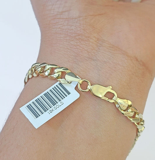 10k Gold Virgin Mary Miami Cuban Bracelet Size 8" Inches 7mm 10kt Mens Ladies - Reva Jeweler