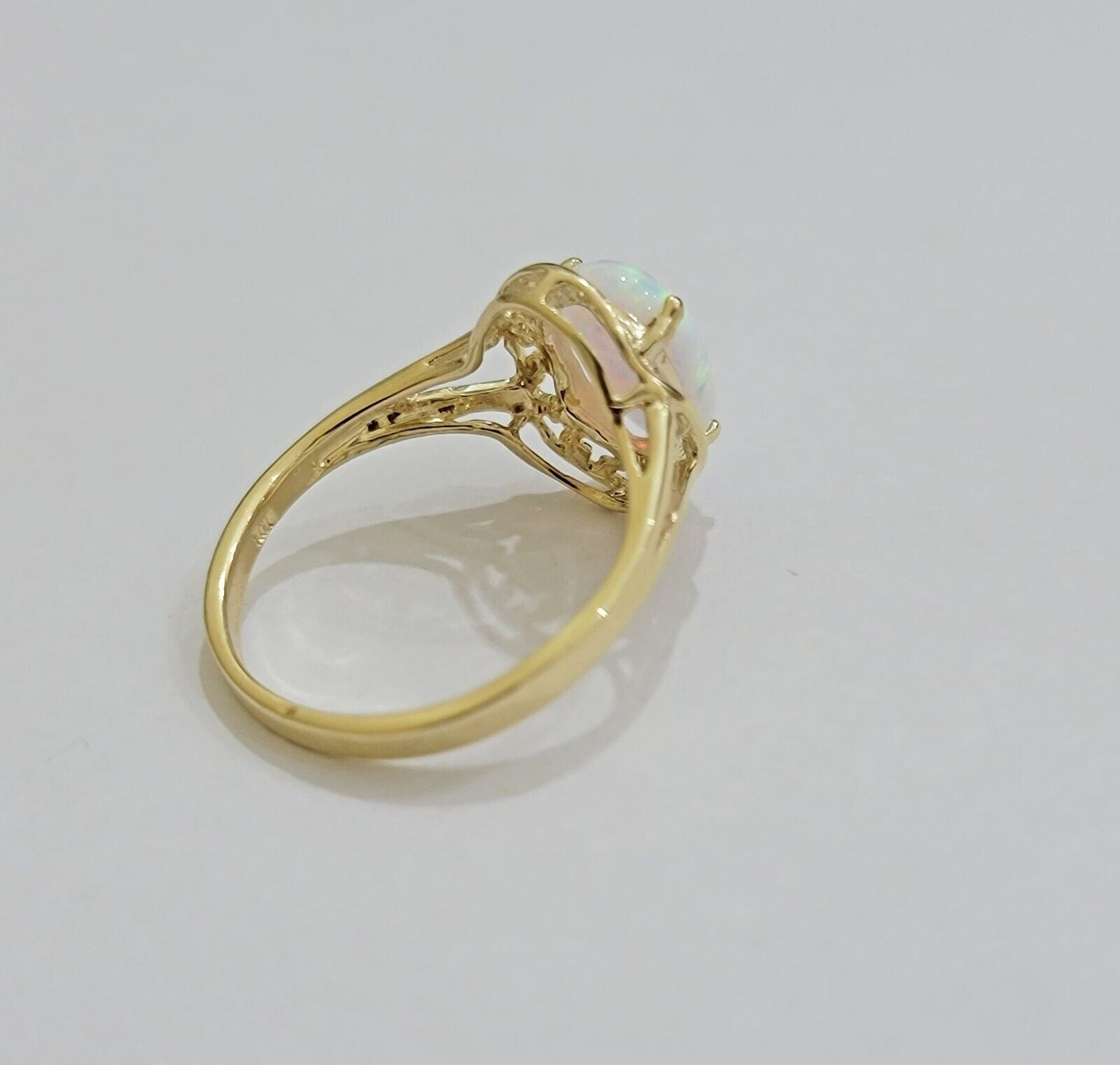 10k Gold Women Ring Opal Color Stone Ladies Band REAL 10KT Sizable Brand New - Reva Jeweler