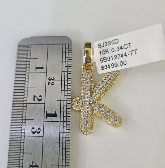 10k Miami Cuban Chain K Diamond Charm Set 4mm 18 - 26"Yellow Gold Necklace Pendant - GoldenlinQ