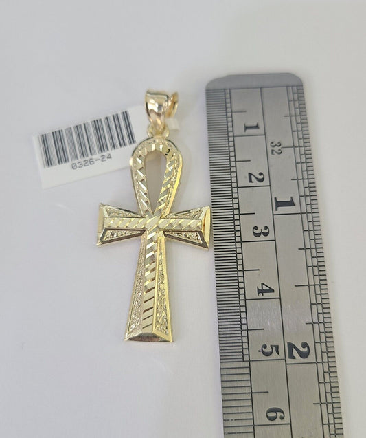 10k Milano Rope Chain Ankh Jesus Cross Charm Necklace SET 3mm 18" 20" 22" 24" - GoldenlinQ