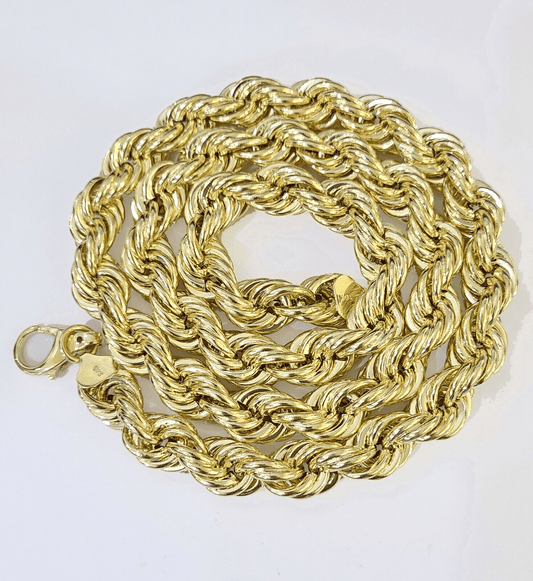 10k Real Gold Rope Chain Thick 12mm Men Chain 26 Inches Genuine - Reva Jeweler