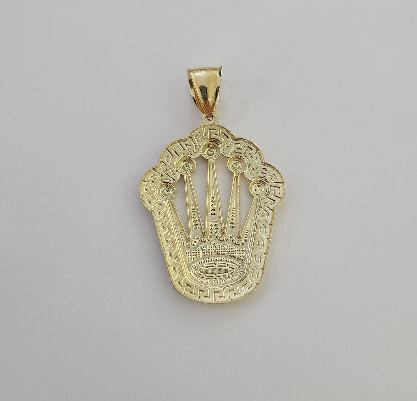 10K Real Yellow Gold Crown Charm Pendant Gold Royal Crown 2" Inch 10kt - Reva Jeweler