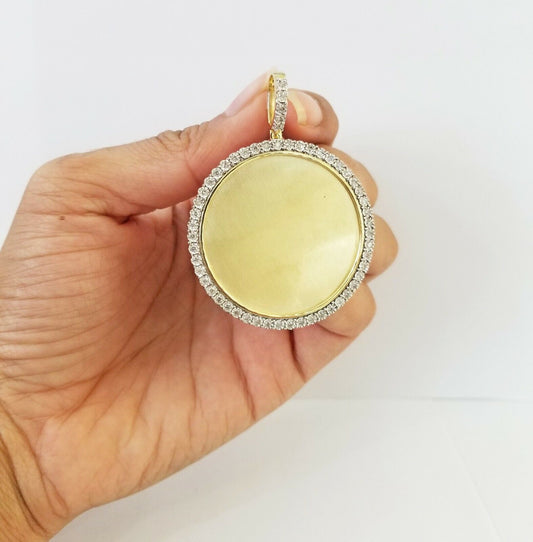 10k Real Yellow Gold Memory Pendant Charm 0.80CT 10kt Real 2"Inch Diamond Charm - Reva Jeweler