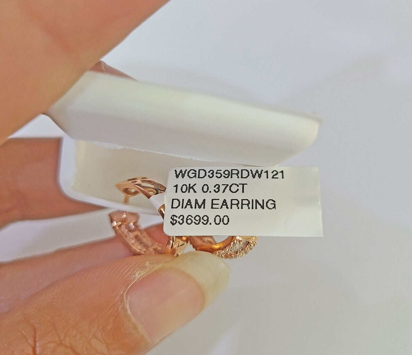 10k Rose gold Hoops Earring Real Diamond Women Genuine - Reva Jeweler