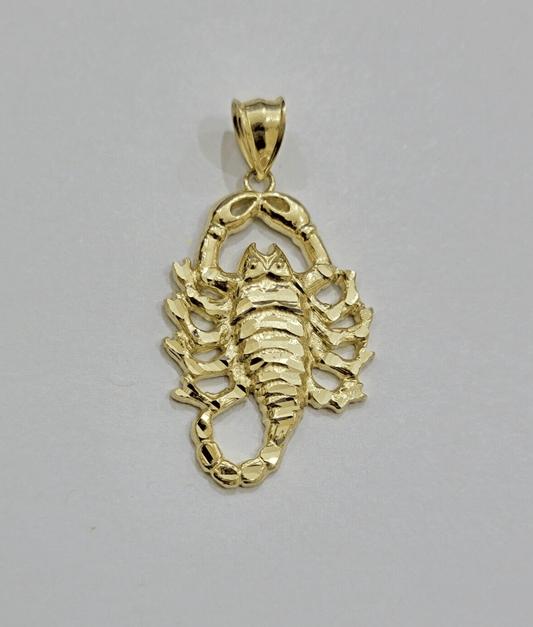 10k Scorpio Charm Pendant 1.8'' Real 10kt Yellow Gold For Chain & Necklace SALE - Reva Jeweler