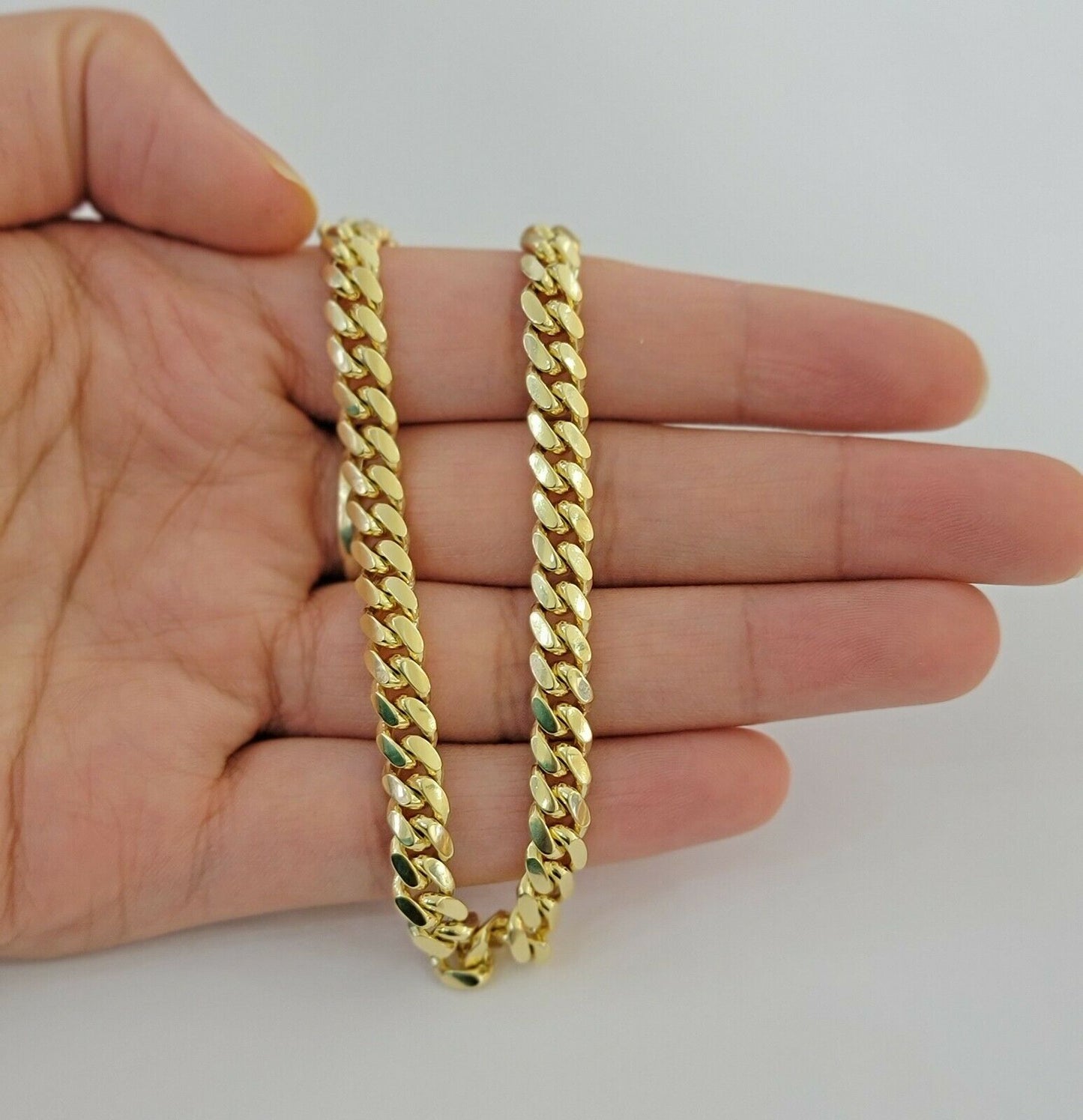 10k solid maimi cuban Link bracelet 6mm Real 10kt yellow Gold Men Women 8" Inch - Reva Jeweler