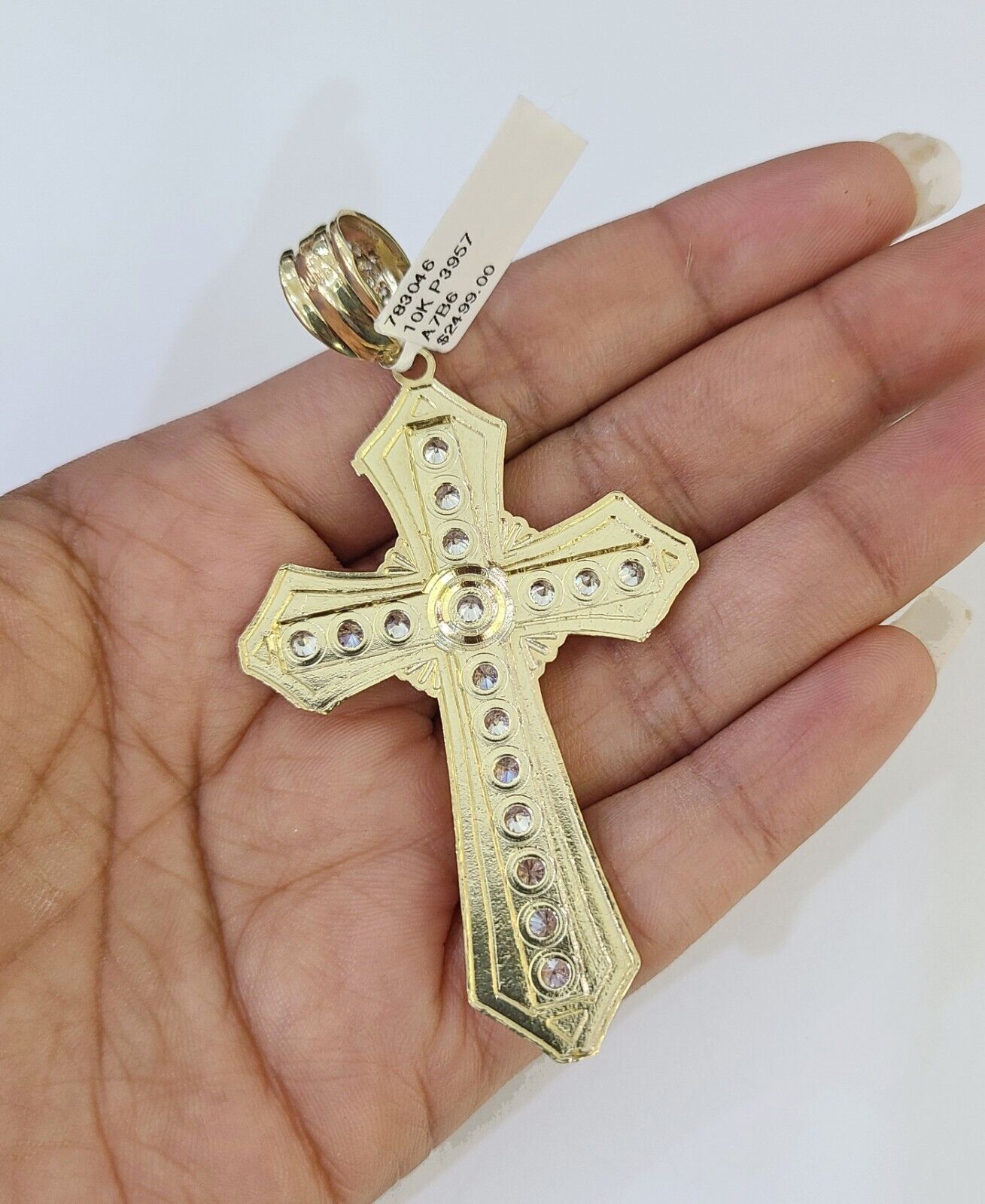10k Solid Rope Chain Jesus Cross Charm Set 4mm 18" - 28" Necklace Yellow Gold - GoldenlinQ