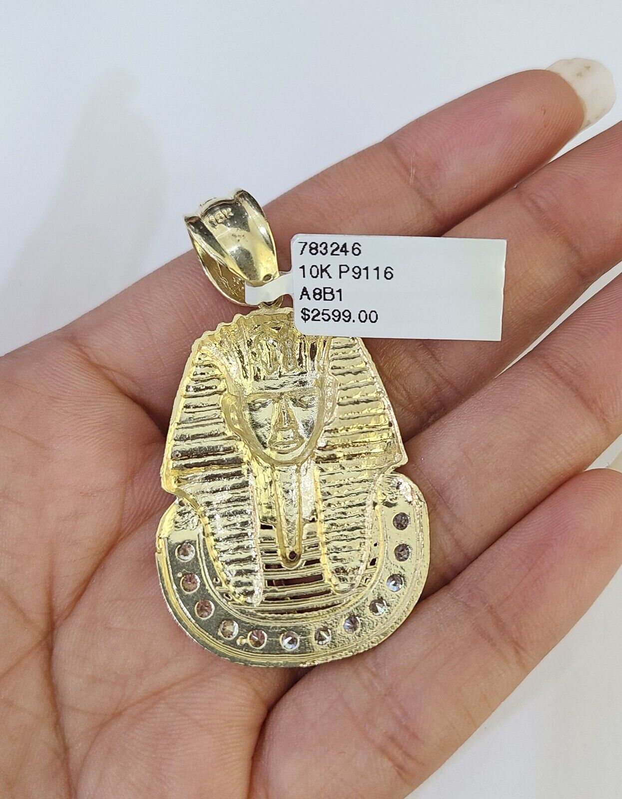 10k Solid Rope Chain Pharaoh Charm Set 4mm 18" - 28" Necklace Yellow Gold Pendant - GoldenlinQ