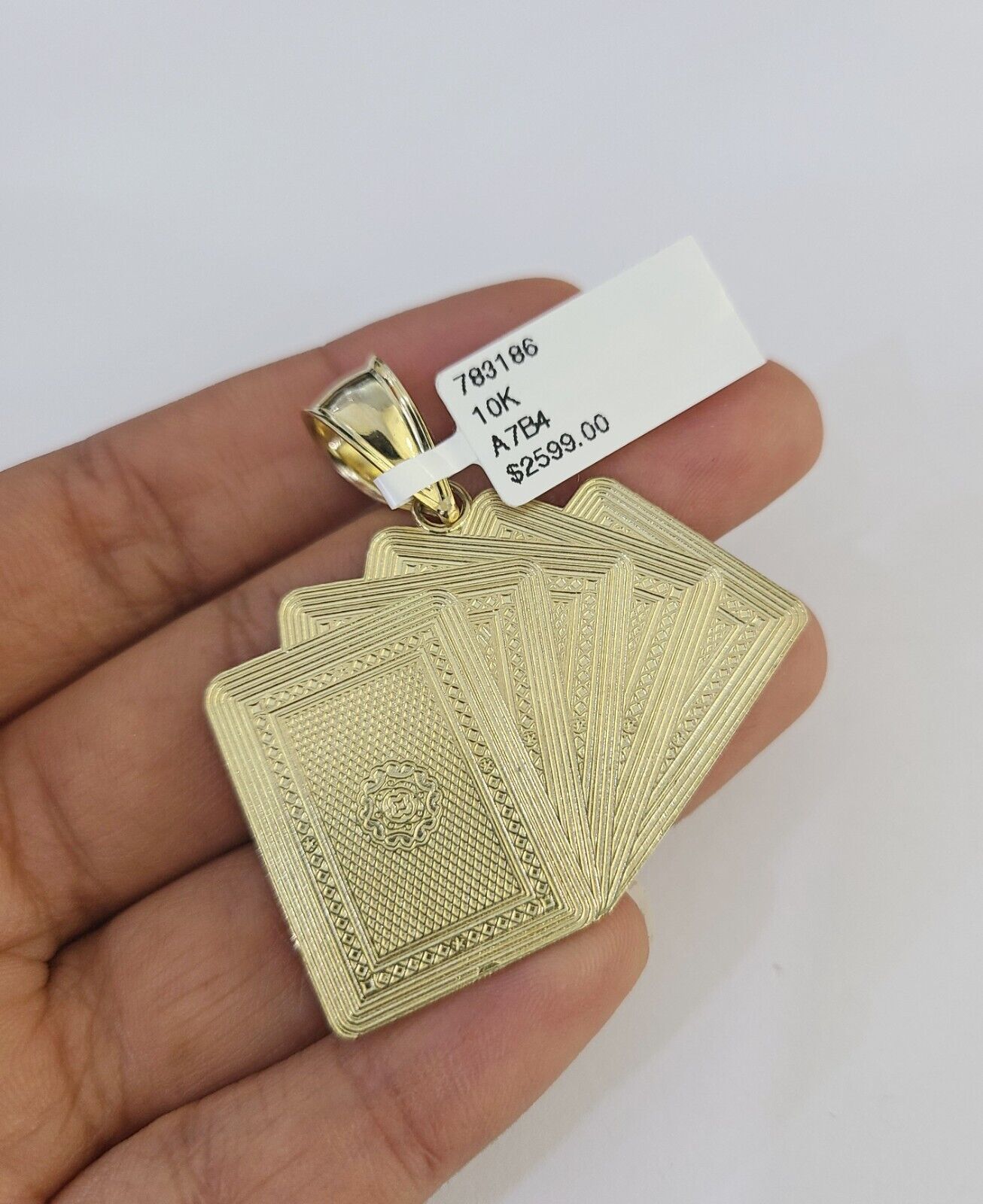 10k Solid Rope Chain Royal Flush Cards Charm Set 4mm 20" - 28" Necklace Gold - Reva Jeweler