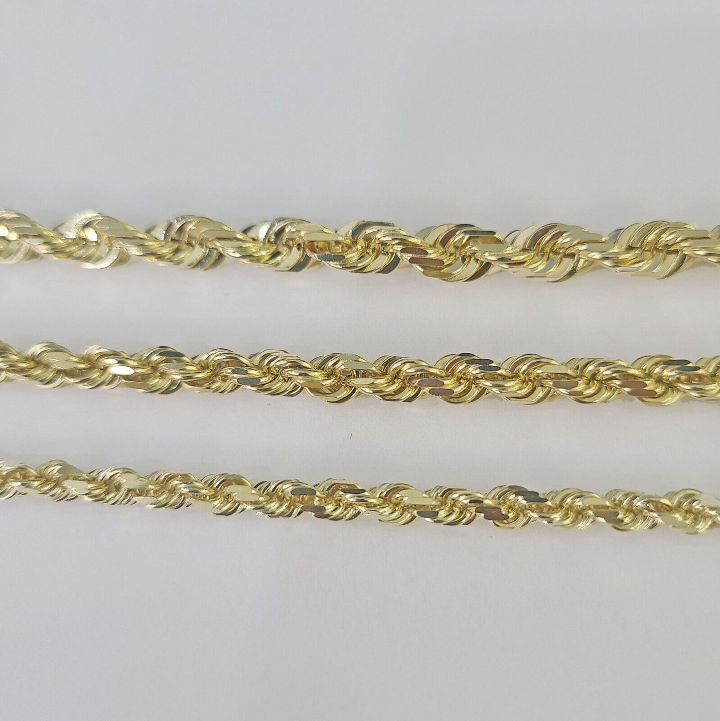 10k Solid Rope Chain Yellow Gold Necklace 4mm 5mm 6mm 20 - 30Inches Real Men Women - GoldenlinQ