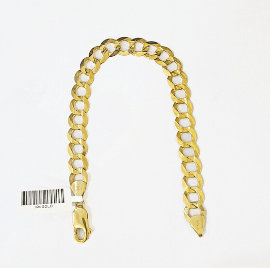 10k Solid Yellow Cuban Curb Link Bracelet Gold 8mm 8 Inches Men Women Real - Reva Jeweler
