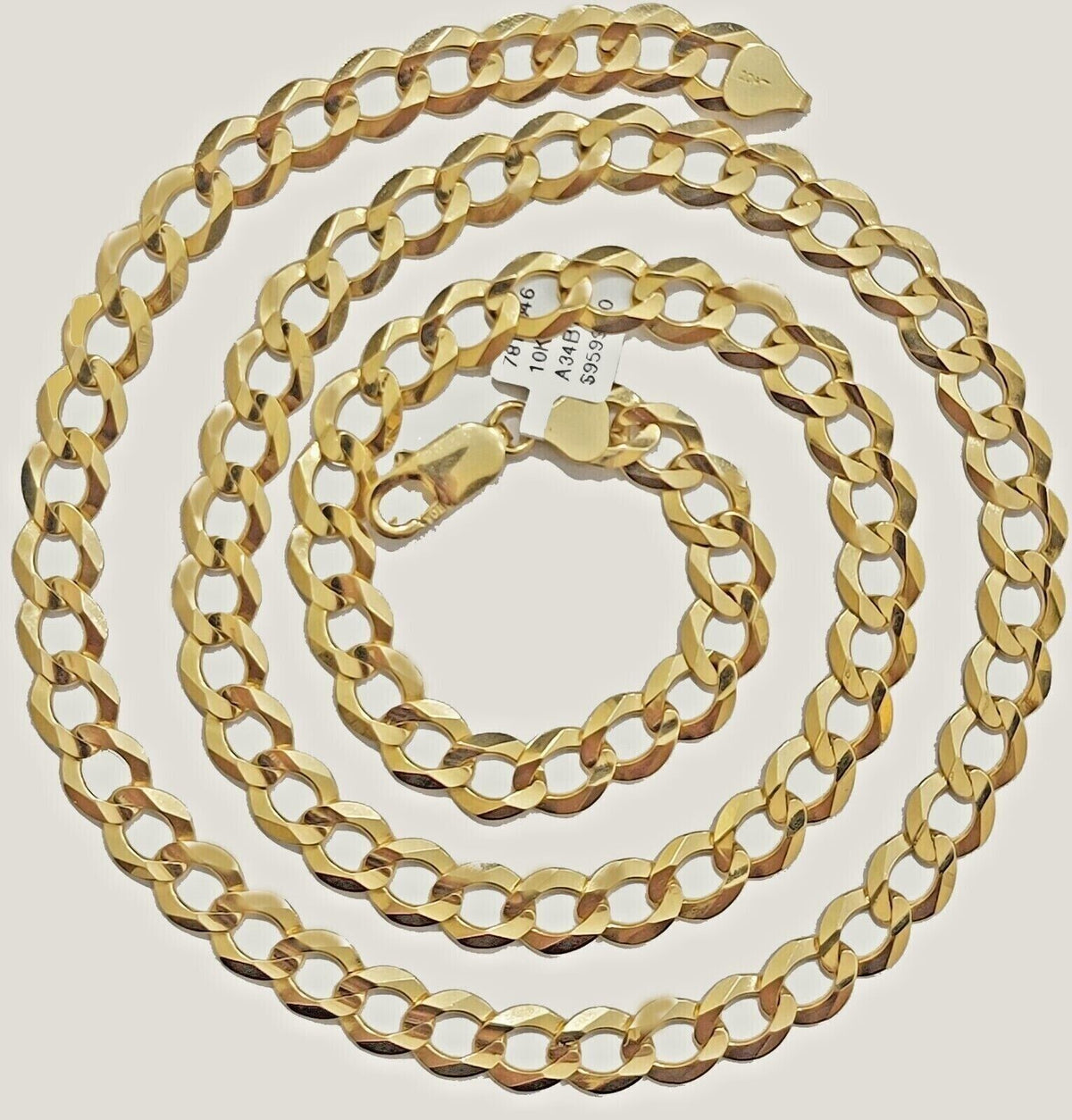 10K Solid Yellow Gold 9mm Cuban Curb Link Chain Necklace 24 Inch Mens, Real 10kt - Reva Jeweler