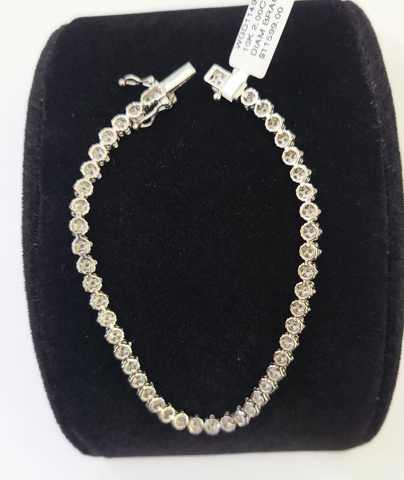 10k White Gold Diamond Flower Bracelet Real Box Clasp Women Genuine - Reva Jeweler