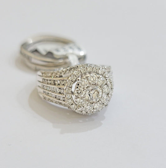 10k White Gold Diamond Ring & Band Ladies 3CTW Wedding Engagement Solid REAL - Reva Jeweler