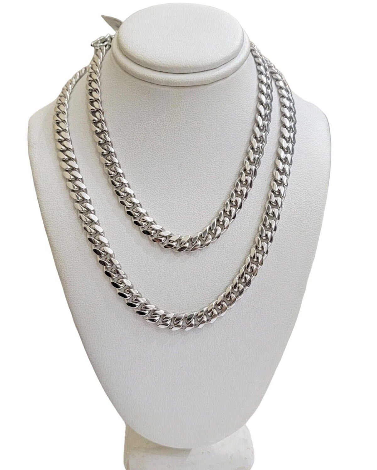 10k White Gold Miami Cuban Link Chain 7mm Solid Necklace 7mm 26" Inch SOLID 10k - Reva Jeweler