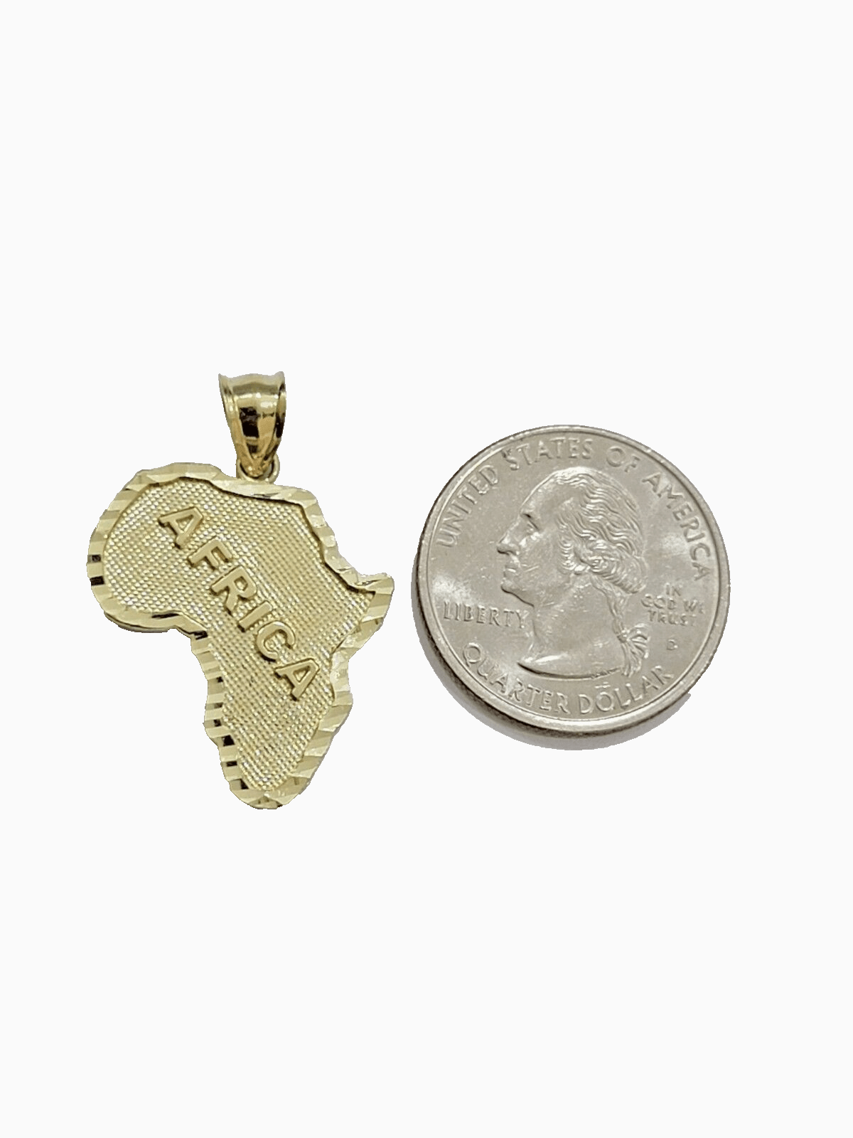 10k Yellow Gold Africa Map Charm Rope Chain 24 Inch Necklace Pendant SET SALE - Reva Jeweler