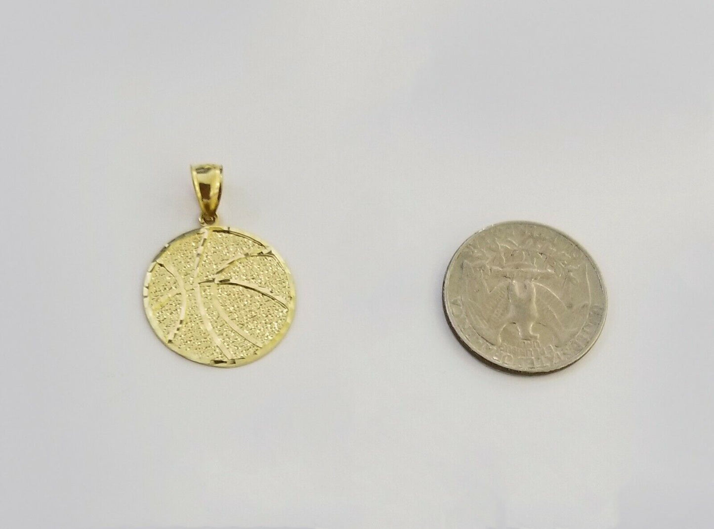 10k Yellow Gold Basketball Charm Pendant 1 Inch 10kt Real Gold - Reva Jeweler
