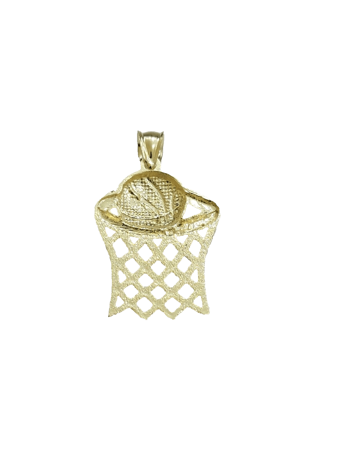 10k Yellow Gold Basketball Net Charm Pendant 1'' Inch Diamond Cut SALE Real 10kt - Reva Jeweler