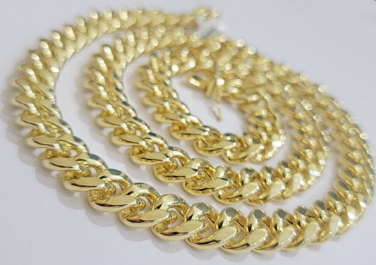 10k Yellow Gold Chain 12mm Miami Cuban Link Necklace 20" - 30" Real 10kt Box Clasp - Reva Jeweler