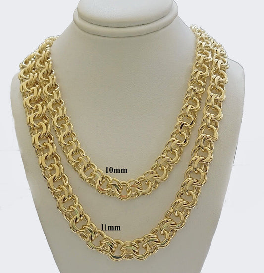 10k Yellow Gold Chino Chain Solid Link Necklace 10mm 22" - 26" Real 10kt Box Clasp - Reva Jeweler