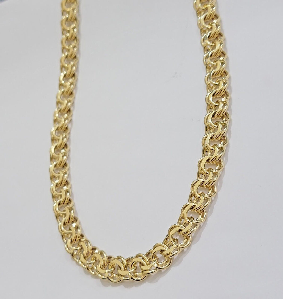 10k Yellow Gold Chino Chain Solid Link Necklace 9mm 22" - 26" Real 10kt Box Clasp - Reva Jeweler