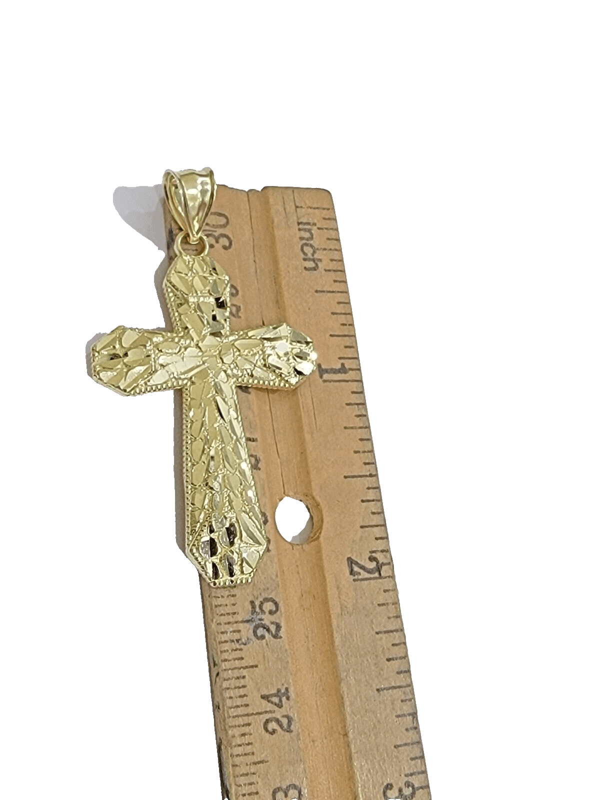 10k Yellow Gold Cross Charm Jesus Pendant 2'' Inch Necklace Chain Real 10kt SALE - Reva Jeweler