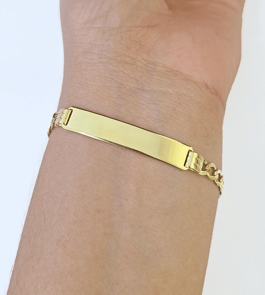10k Yellow Gold Cuban Link ID Bracelet 8" 6mm Lobster Clasp Real 10Kt - GoldenlinQ
