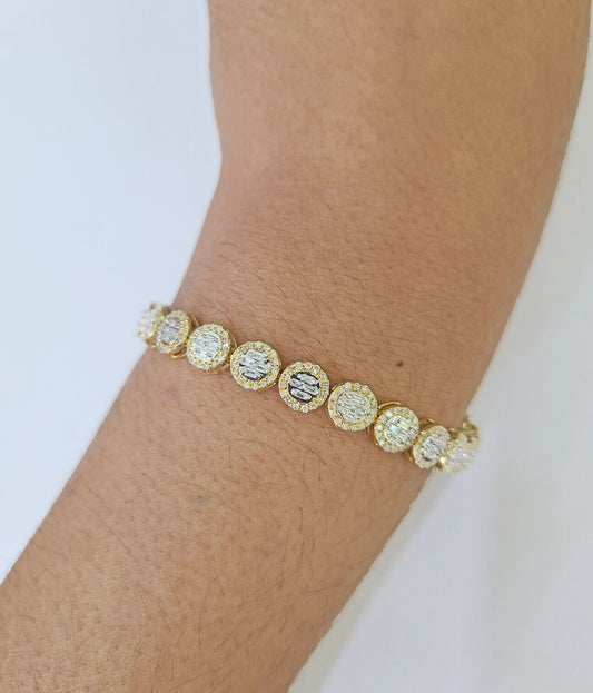 10K Yellow Gold Diamond Bracelet Women Ladies 7" REAL Genuine Gold - Reva Jeweler