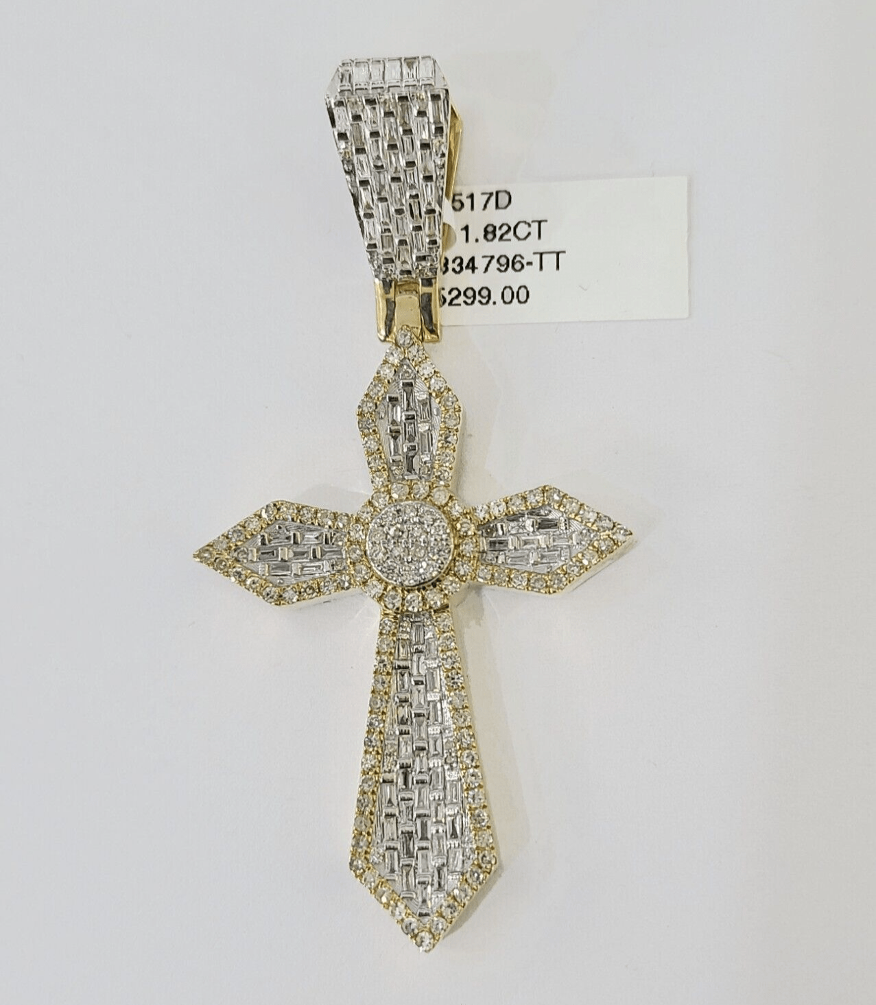 10k Yellow Gold Diamond Jesus Cross Charm Pendant Genuine Diamond Real - Reva Jeweler