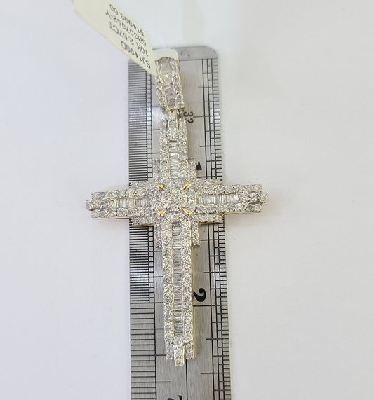 10k Yellow Gold Diamond Jesus Cross Charm Pendant Genuine Diamond Real - Reva Jeweler