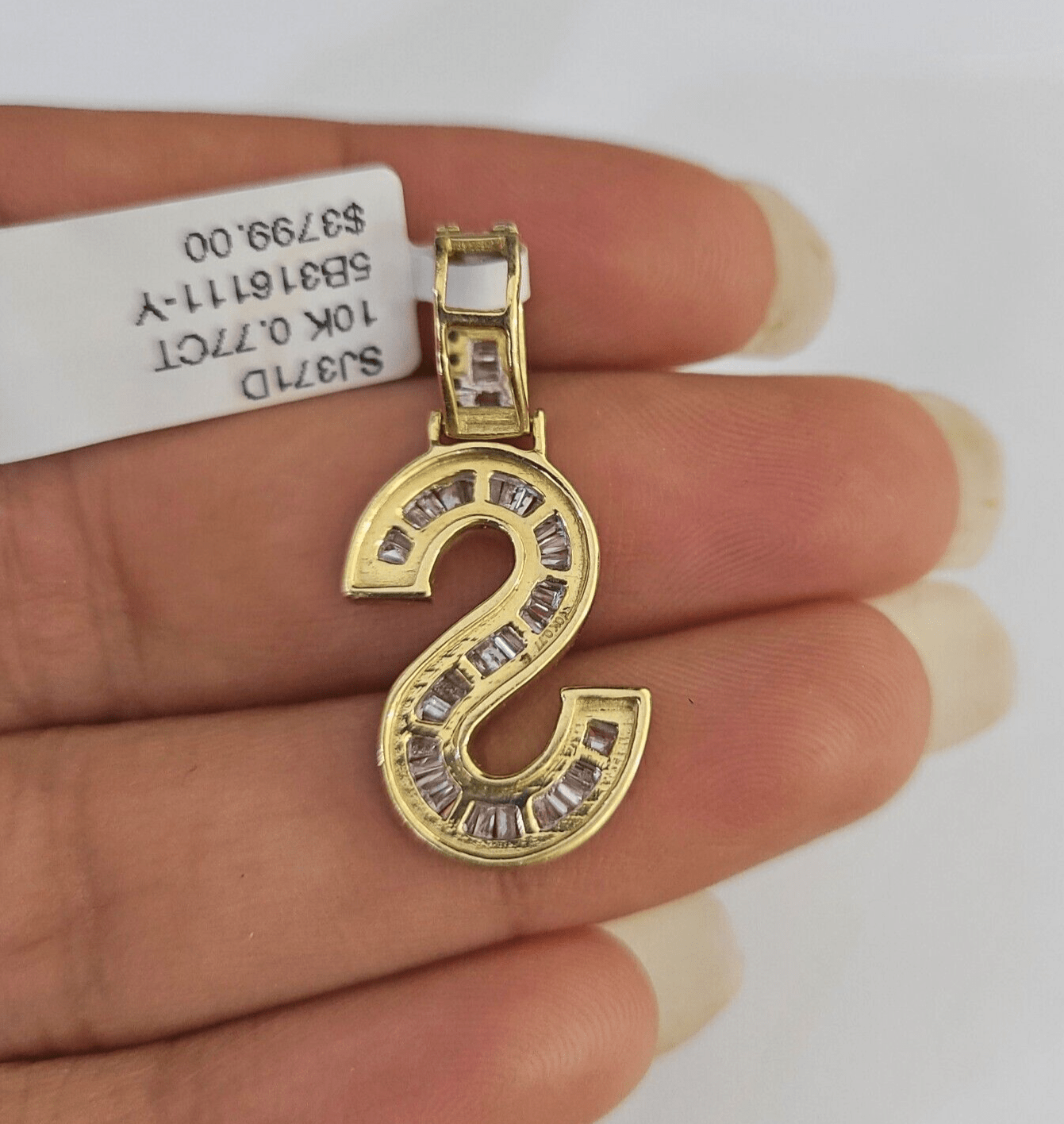 10k Yellow Gold Diamond S Charm Pendant Initial Alphabet Letter Real Genuine - GoldenlinQ
