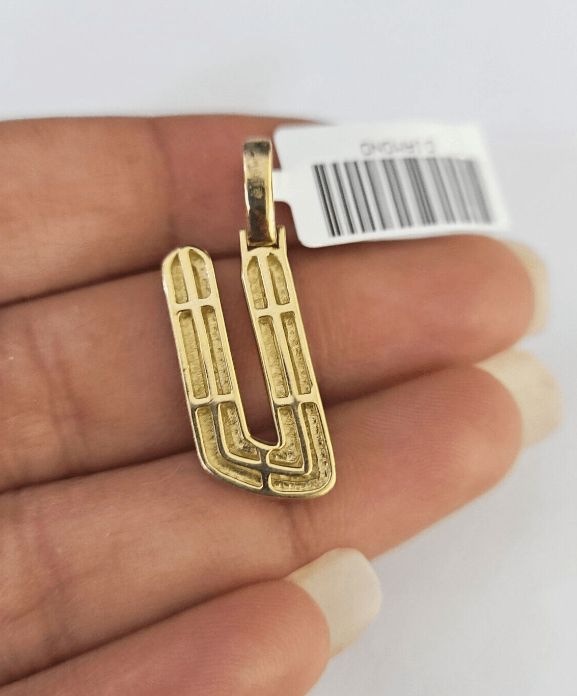 10k Yellow Gold Diamond U Charm Pendant Initial Alphabet Letter Real Genuine - GoldenlinQ