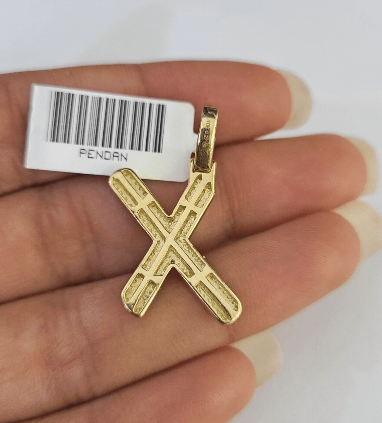 10k Yellow Gold Diamond X Charm Pendant Initial Alphabet Letter Real Genuine - GoldenlinQ